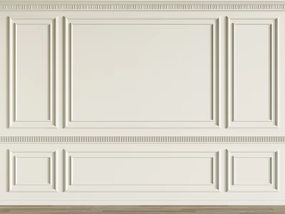 Home Interior White Gypsum Molding Wall Featuring Simple Panel Design Details 3d model