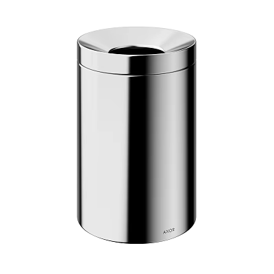 Public Stainless Steel Trash Can With Smooth Surface And Lid Design 3d model