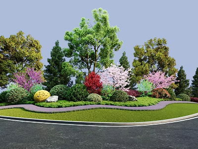 Lush Garden Arbor With Colorful Flowers Green Shrubs And Curved Path 3d model