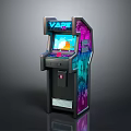 Retro Arcade Machine With Colorful Graphics Neon Screen And Control Panel