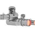 Black Spotlights With Blue And Red Light Mounted On White Wall Interior
