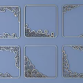 Elegant Square Frames With Intricate Corner Carved Patterns On Blue Background 3d model