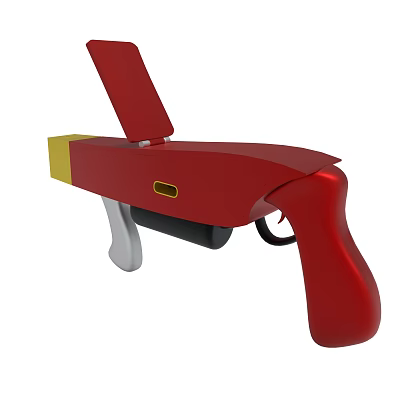 Red Gun Like Equipment With Yellow Gray And Black Elements 3d model