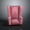 Stylish Pink Velvet Wingback Armchair With High Back And Wooden Legs