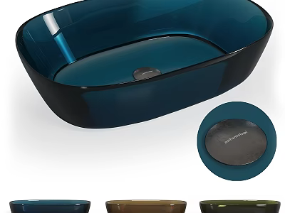 Modern Blue Glass Washbasin Design With Various Color Options And Oval Shape 3d model