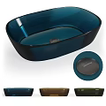 Modern Blue Glass Washbasin Design With Various Color Options And Oval Shape