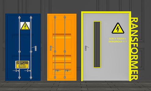 Industrial LOFT barn door single door container door set door sealed door closed door radiant door 3d model