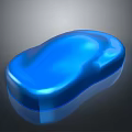 Blue Shiny Smooth Concept Car With Glossy Surface On Gray Gradient Background