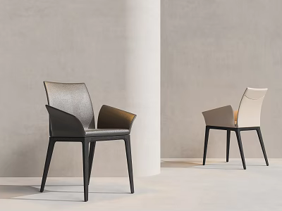 Modern Leather Upholstered Dining Chairs Dark And Light Colors With Armrests Minimalist Design 3d model
