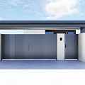 Modern Entrance Gate With Striped Dark Design White Wall And Gray Canopy
