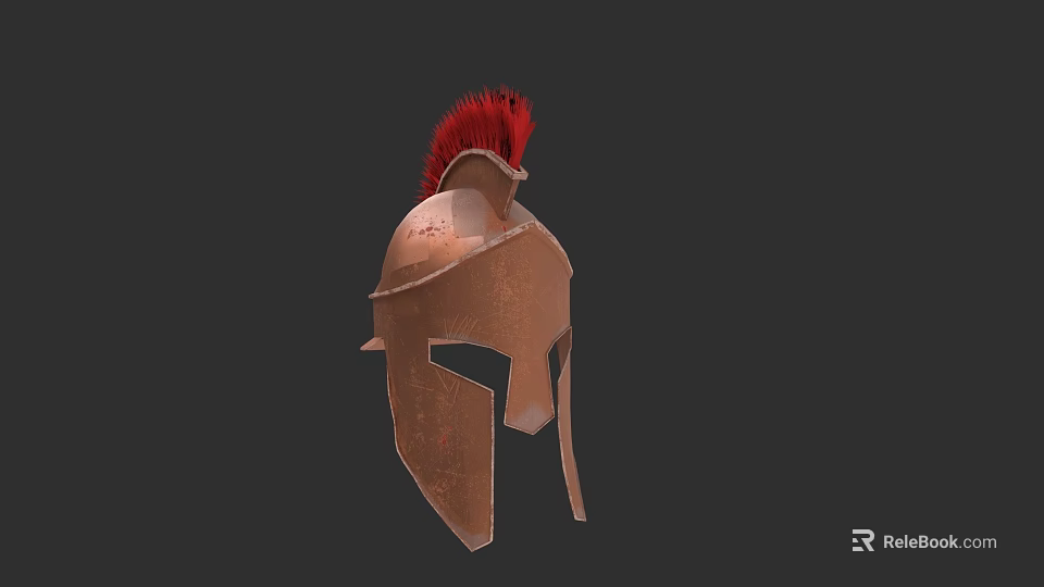 Ancient Greek Weapon Helmet With Red Plume Decoration And Classic Design 3d model 
