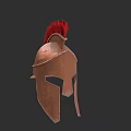 Ancient Greek Weapon Helmet With Red Plume Decoration And Classic Design