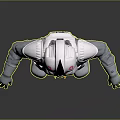 Futuristic Sci Fi Character In White Helmet And Gray Armor Suit Standing Pose