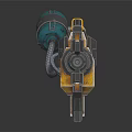 Futuristic 3D Weapon Model With Yellow White And Blue Accents Detailed Design