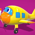 Yellow Electric Toy Airplane With Cute Design Blue Windows Orange Nose Propeller And Wheels