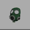 Classic Green Gas Mask With Circular Lenses Metallic Components And Filters