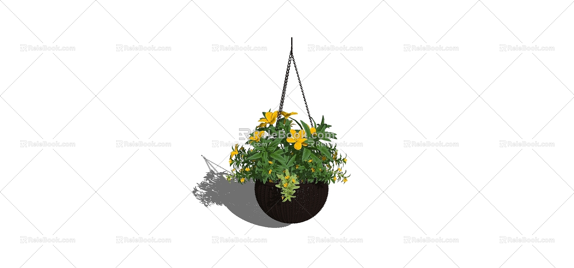 Modern hanging basket potted plant pendant wall decoration 3d model