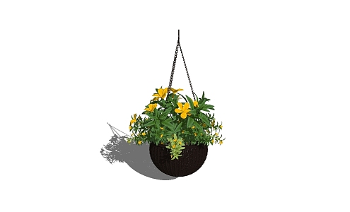 Modern hanging basket potted plant pendant wall decoration 3d model