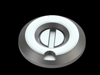 Circular Component With White Ring Gray Base And Central Bar Design 3d model