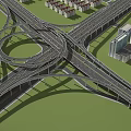 Complex Interchange Bridge Structure With Surrounding Residential High Rise Buildings And Green Area