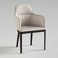 Modern Dining Chair With Light Upholstered Seat Backrest And Black Frame Design 3d model