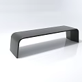 Modern Minimalist Black Sofa Bench with Curved Arched Structure and Sleek Smooth Surface Design 3d model