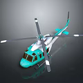 Blue And White Helicopter Model With Rotors And Detailed Exterior Design
