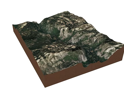 Mountain Shaped Storage Cabinet With Green Vegetation Pattern And White Areas And Brown Base 3d model