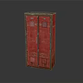 Red Distressed Double Door Vintage Industrial Locker Furniture With Metal Finish