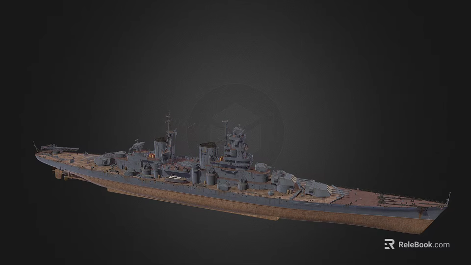 Detailed Warship With Deck Turrets Superstructure Armored Hull And Naval Design Elements 3d model 