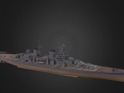 Detailed Warship With Deck Turrets Superstructure Armored Hull And Naval Design Elements 3d model