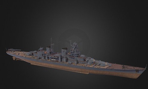 Battleship Warship Destroyer Weapon Ship Cruiser Ship 49 3d model