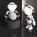 Modern Decorative Sculptures With Astronaut Figurines Rocket Model And Moon Ornament