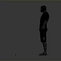 Gray 3D Human Model in Standing Position With Arms Outstretched and Ground Symbol