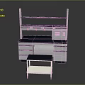 Storage Workbench Furniture With Upper Shelves Blue Worktop Drawers And Cart