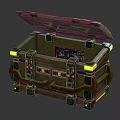 Open Green Military Crate With Metal Fittings Yellow Accents And Interior Panel