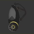 Black Gas Mask With Transparent Face Shield And Yellow Filters