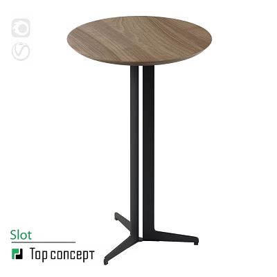 Minimalist Wooden Round Dining Table With Black Metal Legs And Stable Base 3d model