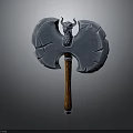 Mythical Battle Axe Weapon With Bat Wing Head And Dragon Ornament Wooden Handle