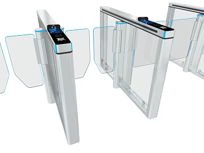 Modern Security Turnstiles With Transparent Barriers And Electronic Control System 3d model