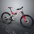 Red And White Mountain Bike With Aluminum Frame And Suspension Fork For Off Road Riding