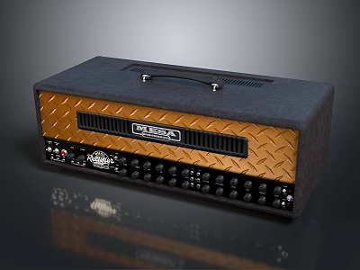 Orange Audio Amplifier Featuring Black Orange Exterior Multiple Control Knobs And Top Handle 3d model