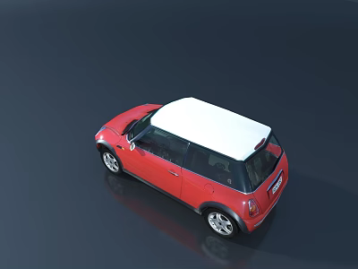 Red Two Door Compact Car With White Roof And Sporty Exterior Design 3d model