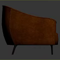 Modern Orange Leather Single Sofa with Curved Back Rounded Arms and Black Slim Legs