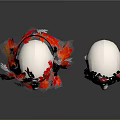 White Mannequin Heads Wearing Red And Black Floral Wreaths With Leaves And Berries