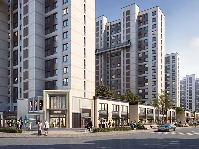 Aerial Planning of Modern High Rise Residential Complex With Commercial Outlets and Street Layout 3d model