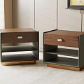 Modern Nightstands With Single Drawer Open Shelf Dark Wood Gray And Gold