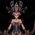 Fantasy Character And Creature Inspired Design With Ornate Headdress Clawed Weapon And Teal Costume
