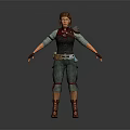 Steampunk Themed Female Character With Mechanical Arm And Leather Outfit