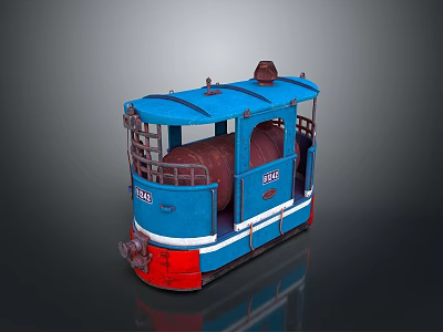 Vintage Blue and Red Train Model with Cabin Structure and Number 188 Design 3d model